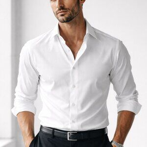 PRADA Milano White Shirt EU 46 18/1/2 US M Made In Italy Luxury Cotton